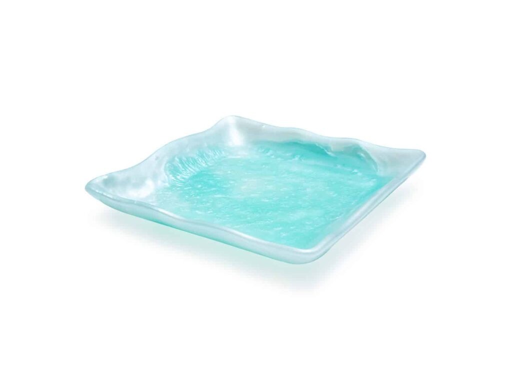 Ripple Square TrayAqua Blue Resin